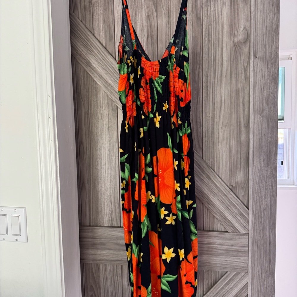 Hawaiian Aloha Dress Spaghetti straps Hibiscus Floral Tropical Vacation - Picture 3 of 7